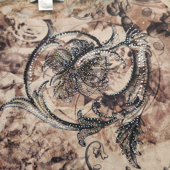 CJ BANKS Womens Rustic Lace Long Sleeve with Rhinestones Size 1X - Picture 3 of 13